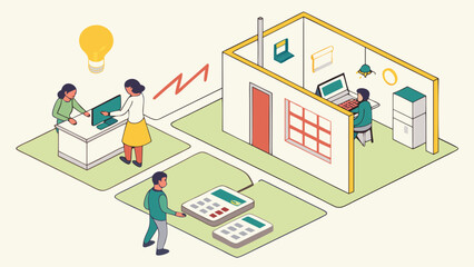 Diverse Office Workers Engaged in Collaborative Tasks.