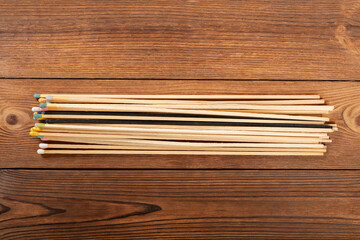 top view extra long match sticks at horizontal composition