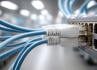 Network cables connect devices in a tech environment showcasing the importance of connectivity in modern communication systems