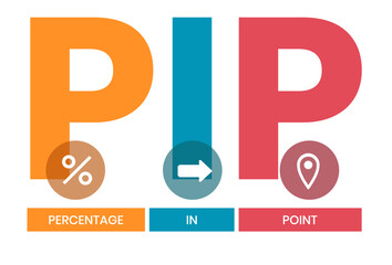 PIP - Percentage In Point acronym. business concept background. vector illustration concept with keywords and icons. lettering illustration with icons for web banner, flyer, landing page
