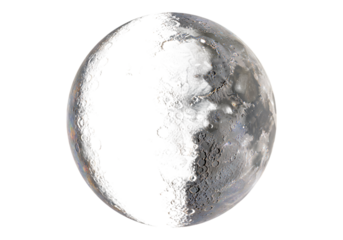 Detailed moon phase showing craters and textures on transparent background