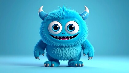 Fototapeta premium Cute, blue monster
