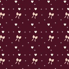 Hand drawn big bow seamless pattern design in pink colors for textile fabric wrapping