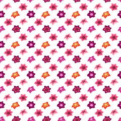 Simple flowers in flat style. Seamless pattern. Vector illustration.