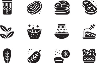 Healthy food icons in black and white