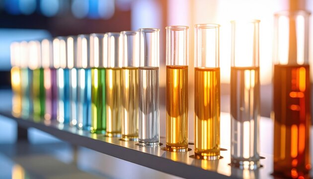 Colorful Test Tubes In A Laboratory