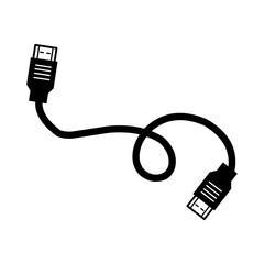 data cable icon silhouette isolated on transparent background 