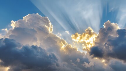 Puffy white clouds scattered across the sky