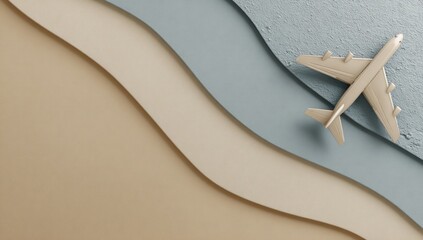 Pastel-toned layered background with a model airplane