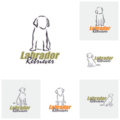 Set of Labrador Retriever Dog logo design vector. Silhouette Labrador Retriever Template Illustration