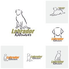 Set of Labrador Retriever Dog logo design vector. Silhouette Labrador Retriever Template Illustration