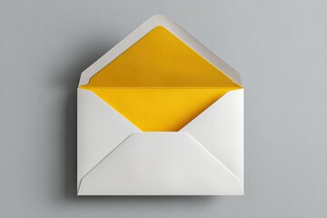 Open white envelope with a bright yellow interior