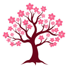 Obraz premium Pink cherry blossom tree vector illustration 