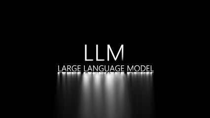 LLM Large Language Model text, illuminated word sign, neon acronym. LLM technological concept, wallpaper. 3D render