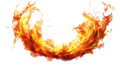 Blaze Realistic Fire Flames Portrait on White or PNG Transparent Background.
