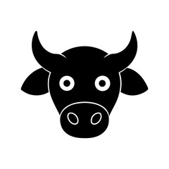 Bull head silhouette on white background perfect for aggressive animal mascot or logo