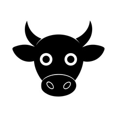 Bull head silhouette on white background for strong animal mascot or sports branding