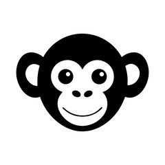 Chimpanzee head silhouette on white background for jungle animal vector branding