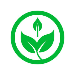 Eco friendly power symbol centered in leaf for green tech and clean energy solutions