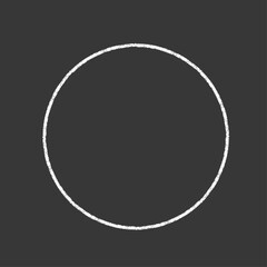 手書きのシンプルな白い円形の線フレーム - チョーク画のような質感の枠･飾り罫の装飾パーツ素材