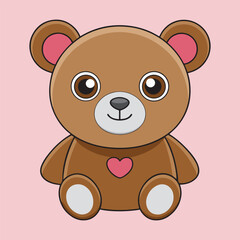 Cute Teddy Bear with Hearts  Lovely Cartoon Illustration