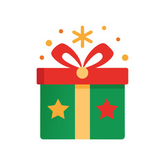 Christmas and Holiday Surprise Gift Box on White Background with Festive Ribbon