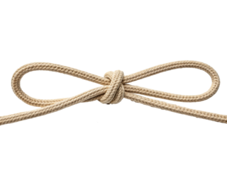 Rope tied in a bow isolated on transparent background with copy space