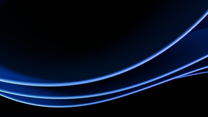 Dark Abstract Layers With Glowing Blue Edge On Black Background, High Contrast Design Wallpaper