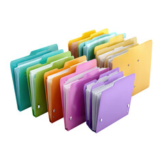Document folders in rainbow colors isoleted on transparent background.