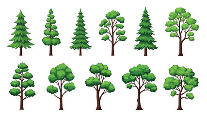 Set of green trees
