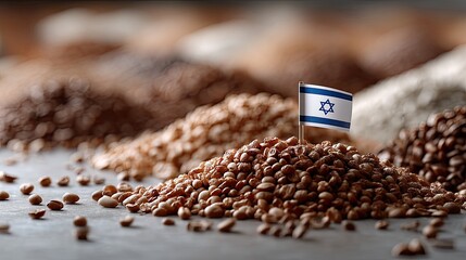 Flag of Israel with coins displayed on a stock market graph showing financial growth and investment trends in a modern economic setting