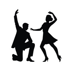 Silhouettes of a couple dancing elegantly together