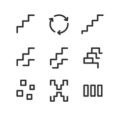 Obraz premium Step Sequence Icons. Outline icon set of step sequences: linear step, circular step, zigzag step, alternating step, double step,