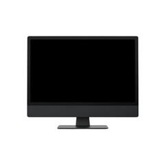 Modern flat screen computer monitor with a dark display isolated on transparent background