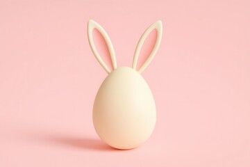 Obraz premium A Pastel-Pink Bunny Egg with Soft Pink Ears