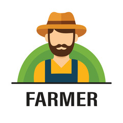 A stylized farmer icon with a beard and a hat, perfect for agriculture-related businesses, blogs, or food and farming content