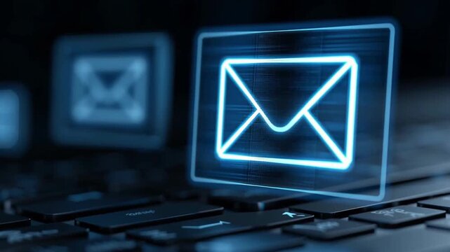 Silent Scam. Digital representation of incoming email notifications on a dark background.