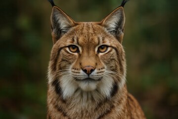 Obraz premium A lynx gazes with intensity into the distance, its piercing eyes reflecting a world of untamed beauty