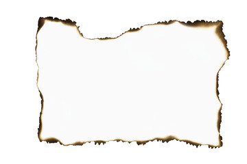 Vintage burnt paper frame border. An old grunge texture template isolated on white background with clipping path.