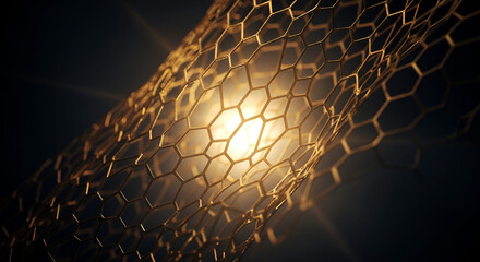 Golden Honeycomb: A Luminous, Glimmering Hexagonal Structure Illuminated by a Brilliant Light







