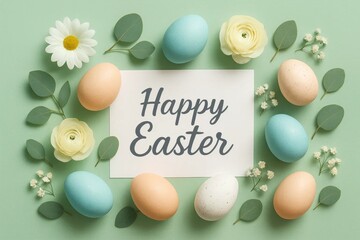 A Symphony of Spring Flowers and Pastel Eggs