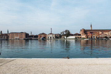 Venice Arsenal or Arsenale di Venezia. a complex of former shipyards and armories clustered together in the city of Venice