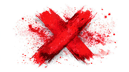 Red cross mark on white background. Grunge red x sign. Red cross marker.  Stock Illustration