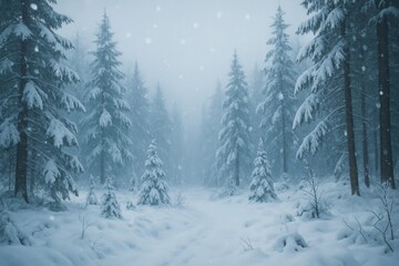 Obraz premium A Serene Forest in Snowfall
