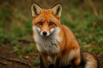 Fototapeta premium A red fox sits amidst the whispers of nature