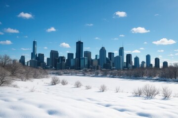 Obraz premium A Silent Cityscape Under a Clear Blue Sky