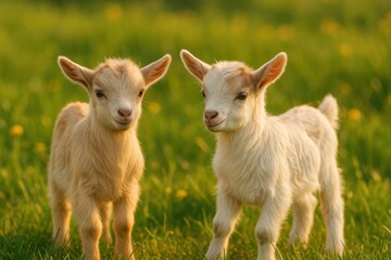 Obraz premium A Gentle Encounter on a Sunlit Meadow