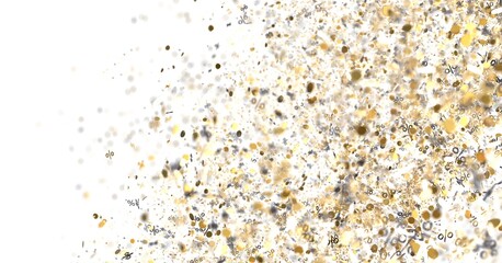 Sparkling gold and silver confetti with percentage symbols. Ideal for sale banners, promotions, and celebratory designs.