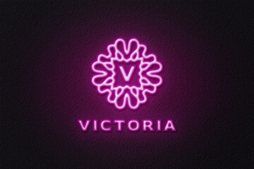 Minimal Dark Background with Pink Victoria Neon Logo - Luxury Brand
