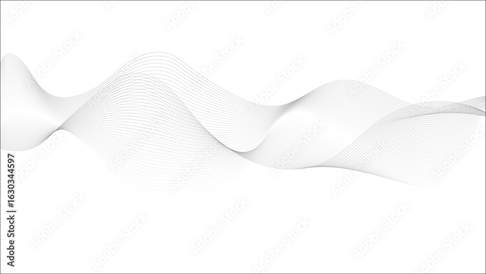 Wall mural abstract black lines wave curve motion on white background. perfect for use in digital science theme